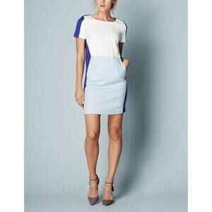 Boden Blue White Color Block Textured Pippa Tunic Mini Dress Size 10 Style WH988